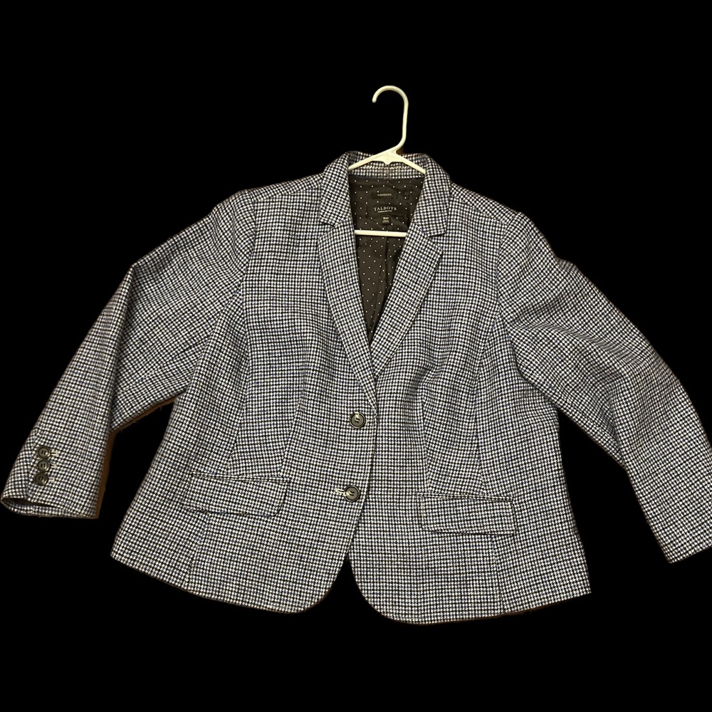 Talbots Women Plaid Single Breasted Blazer Jacket Long Sleeve Blue Black 18WP